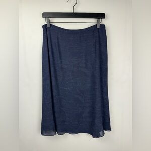 Jaeger Women’s Vintage Floral Heathered Navy‎ Trumpet Pencil Skirt Flax blend 10